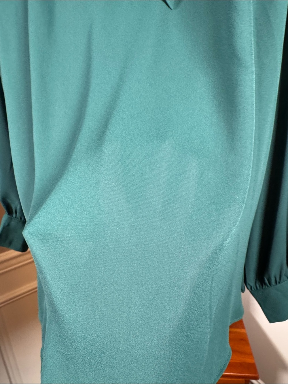 Banana Republic XL Teal Tie Neck Long Sleeve Blouse - Picture 5 of 7